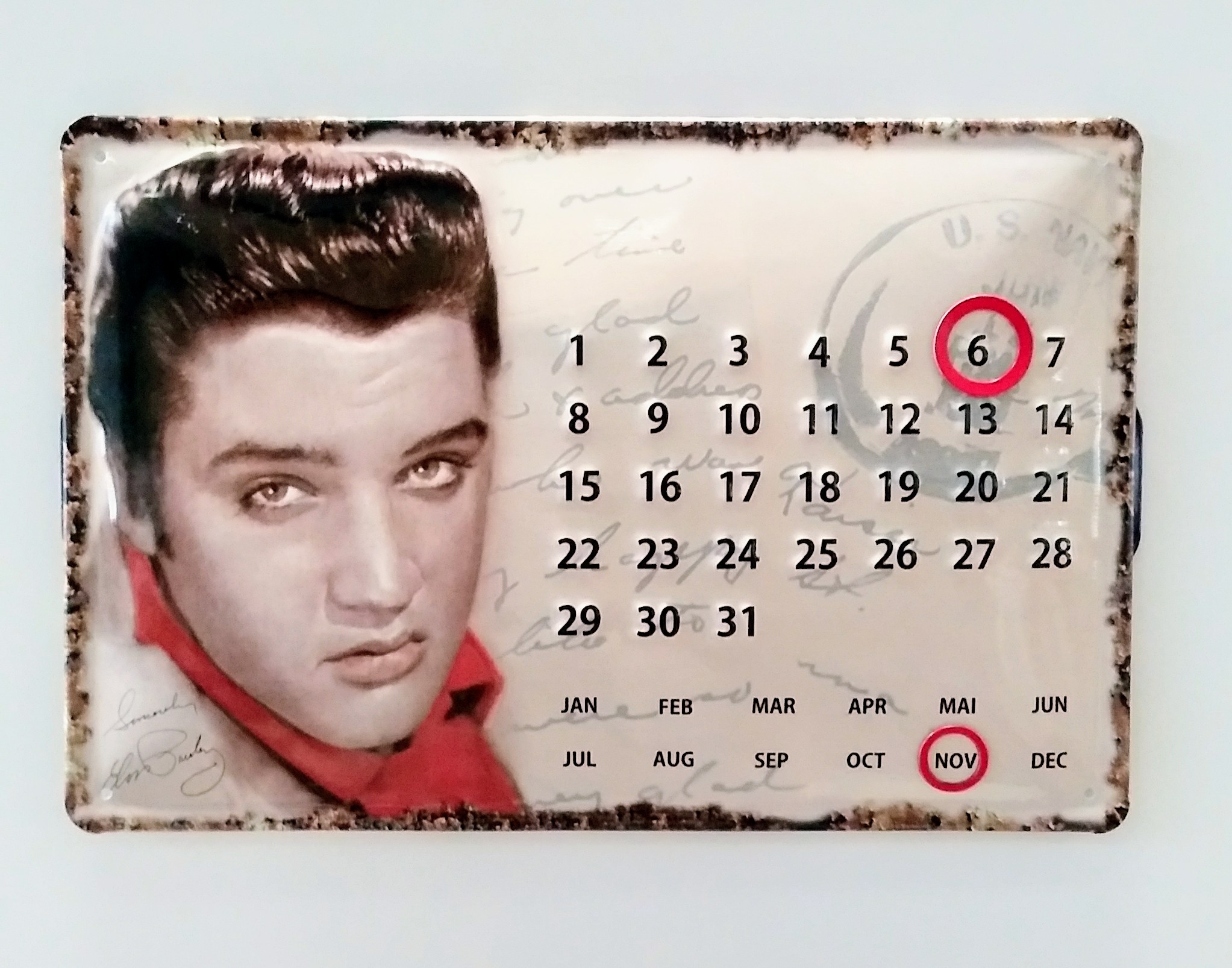 Elvis – Kalender – Metallschild – 20x30cm – Deco50.at